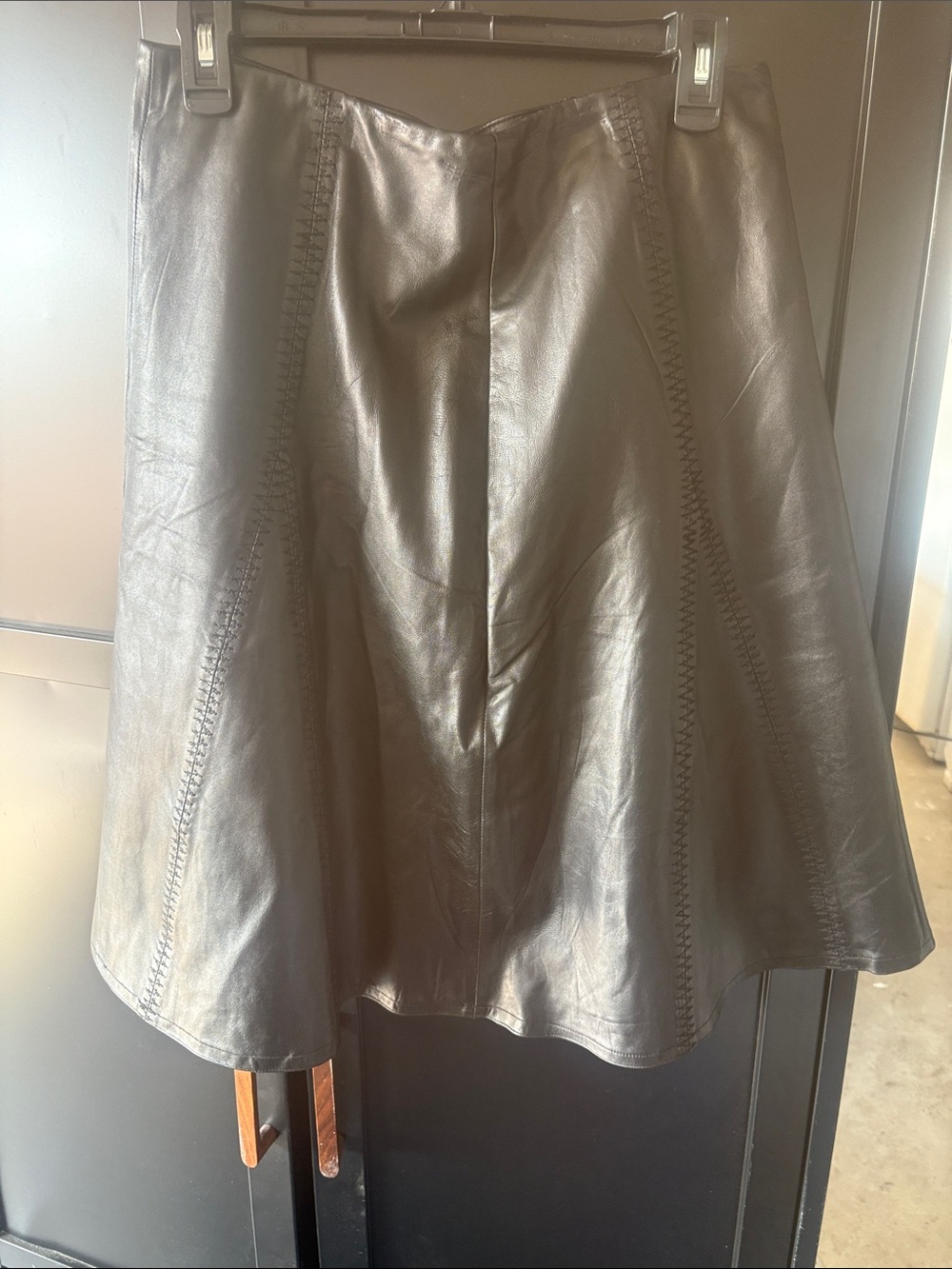 Black Faux Leather Skater Skirt